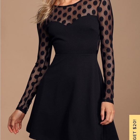 Lulu’s NWT In Hot Dot Long Sleeve Dress Size S - Picture 4 of 8